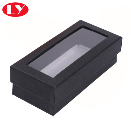 Custom Matte Black Cardboard Packaging Box with Window