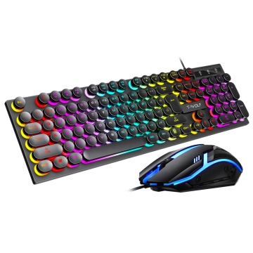 Hot Sale Mechanical Gaming Keyboard and Mouse Combos with Wired USB RGB Backlit LED Lighting