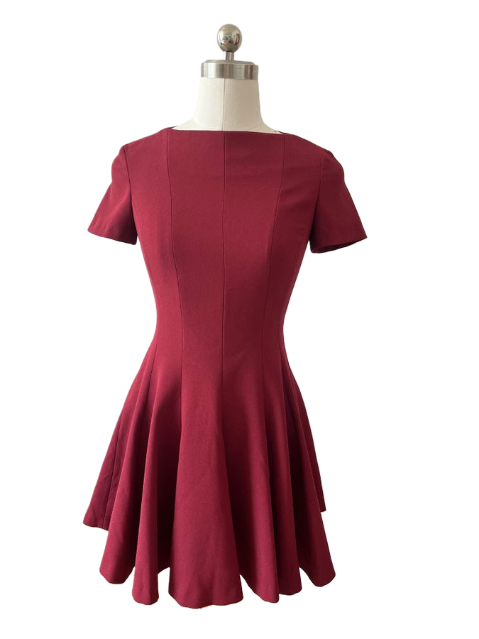 Boat Neckline Polyester Mini Dress