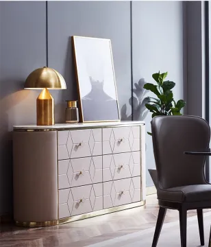 Modern Marble Top Tall Dining Room Sideboard Buffet Cabinet