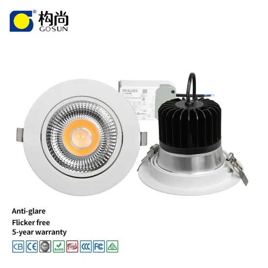 High-CRI 32W LED COB Downlight with 120lm/W Output for Commercial Interiors