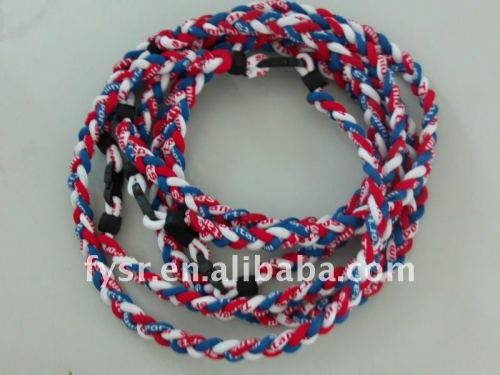 Braided Rope Ionic Titanium Baseball Sport Necklace-FY1026