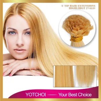 Hot Selling Last 12 Months Double Drawn Thick Bottom 8a grade virgin russian hair u tip blonde