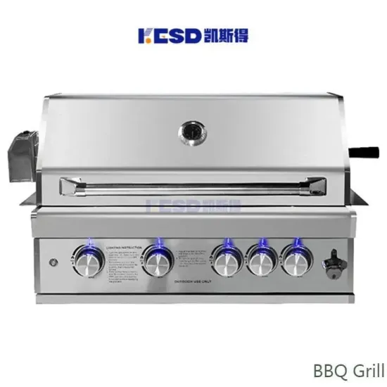 Grill Multifunction Kitchen Built-in Gas Charcoal Double Use Burner BBQ Grill with Rotisserie