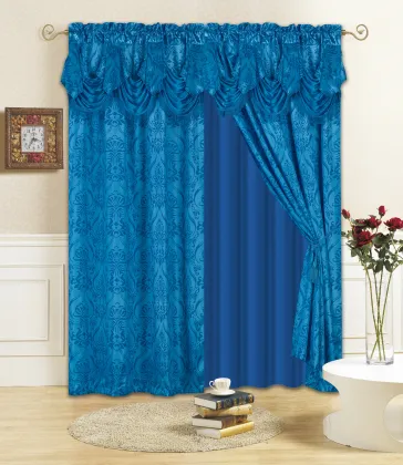 2 Pc Curtain Panel Set with Attached Valance