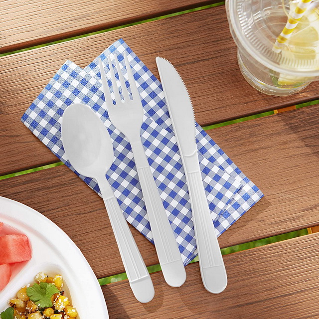 Plastic Disposable Tableware Spoon Knife Fork Cutlery Set Packing