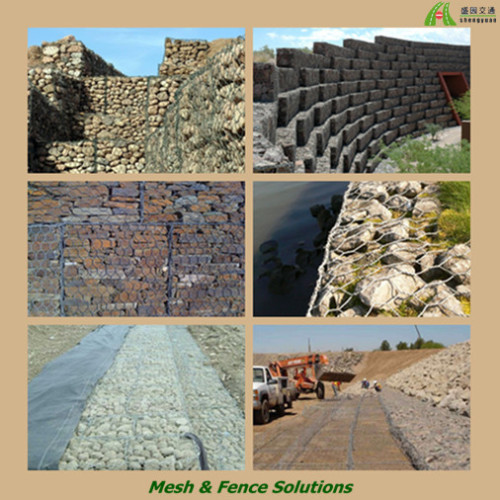 PVC Coated / Hot Dipped Galvanized Hexagonal Gabions Mesh Box