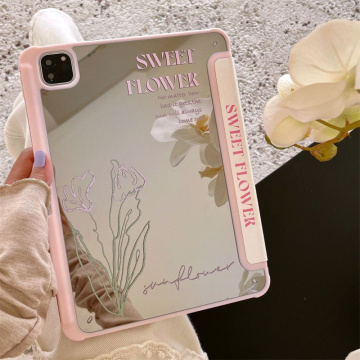Tulip Butterfly Case for Various iPad Models 2024 with Pen Slot and Mirror Back Cover