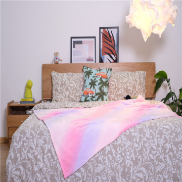 Colorful Rainbow Short Plush Fleece Teddy Sherpa Blanket