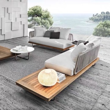 Nordic Modern Terrace Aluminum Outdoor Poly Wicker Patio Sofa Set