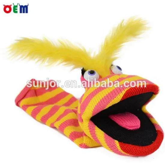 New design Knitted Hand Puppet for kids stripy hand puppets for sale