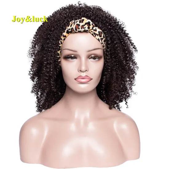 High Quality Black Hairband Wig Medium Length African Wigs for Black Women Afro Kinky Curly Headband Synthetic Hair Wigs