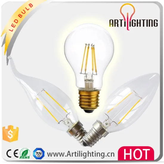 2015 2016 hot selling quality 3000k 2400k led filament dimmable led bulb E14 E27 B22