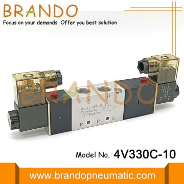 3/8 &#39;&#39;4V330C-10 4V330E-10 4V330P-10 5/3 웨이 공압 에어 솔레노이드 밸브 12V 110V 220V DC AC