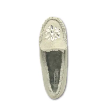 indoor lamb wool soft sole winter moccasin slippers