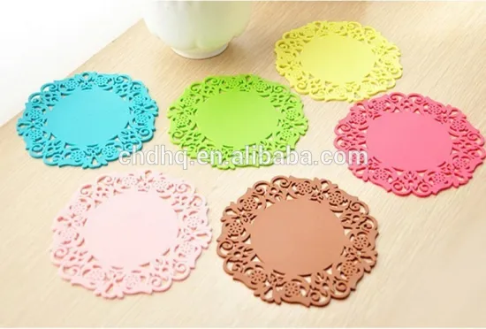Flower Pattern Round Shape Silicone Coaster
