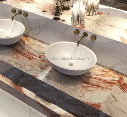 Modern Design Natural Stone Kitchen Countertops: Rojo Monica Red Marble Slab for Floors