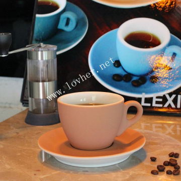 Custom Matte Color Espresso Coffee Cup and Saucer Set for Cafe