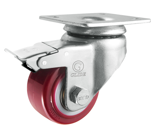 Medium Light Duty PU Caster (Red) (Double Ball Bearing)