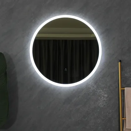 Infrared Induction Three Color Light Round Bathroom Mirror