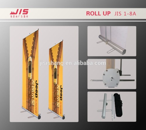 JIS1-8A,Advertising display trade show Exhibition usage ,steel feet ,Adjustable aluminum roll up display stand