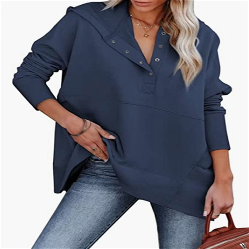 Oversized V Neck Long Sleeve Pullover Sweatshirt