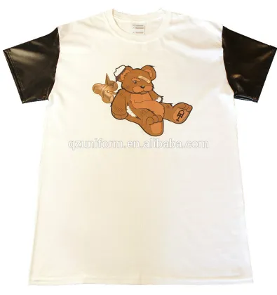 carton printing 95cotton/5elastane leather t shirt t-shirt men