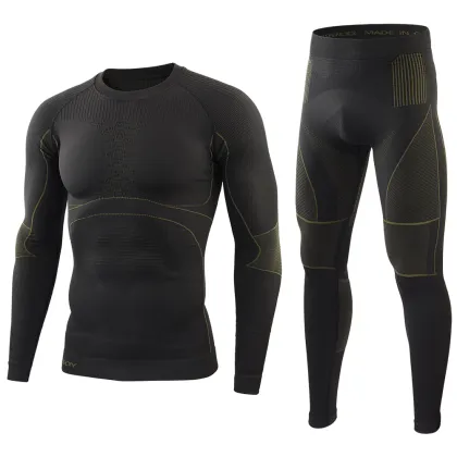 ESDY Winter Nylon Thermal Solid Color Seamless Thermal Underwear for Men