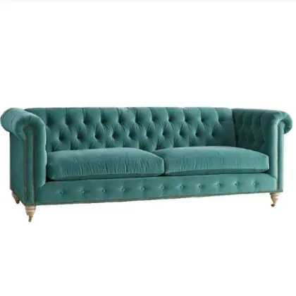 European Vintage Chesterfield Sofa Set - Popular Home Living Room Velvet Fabric Sofa