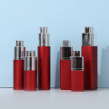 Square Vacuum Cosmetic Bottle Red Cylindrical Lotion Bottle