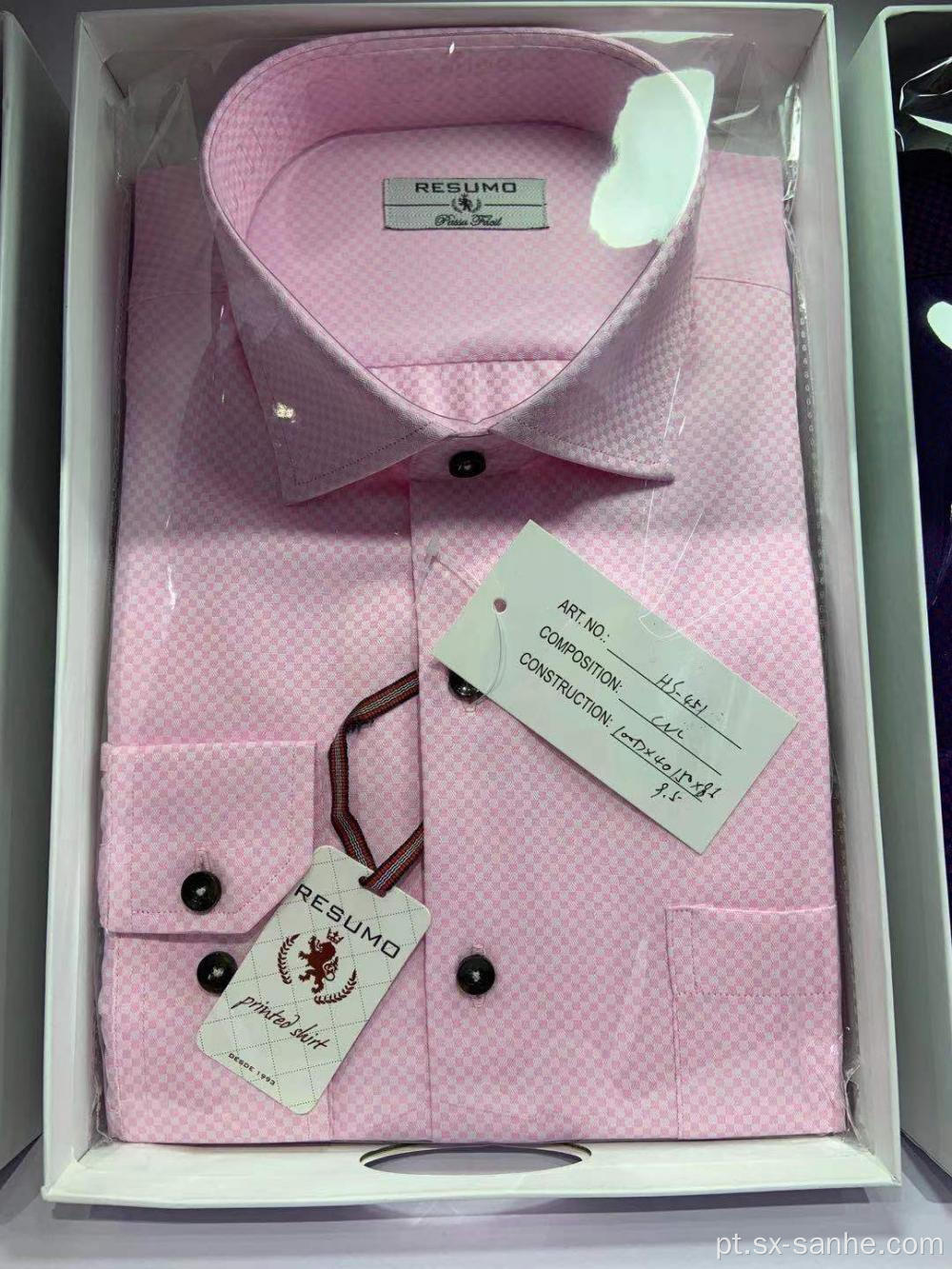 Camisa de manga comprida estampada rosa masculina