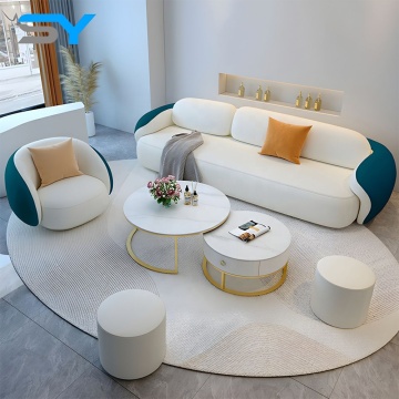 SIYANG New Arrival White Blue Microfiber Fabric Sofas Set - Waterproof & Cut-proof Living Room Furniture