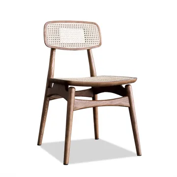 Modern Solid Wood Rattan Design Dining Chair