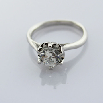 Sterling Silver Engagement Ring Solitaire Cubic Zirconia