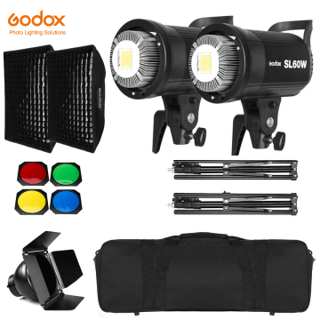 2 x godox sl-60w sl60w 5600k kit di luce LED con supporto e softbox