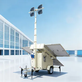 2026 Hot Sale Solar Power Trailer Mobile Light Tower with Telescopic Mast for Construction Site