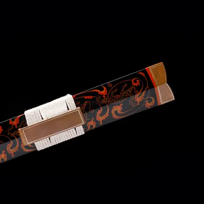 Elegant Red Spray Painted Chu Sword Han Dragon Auspicious Cloud Decoration