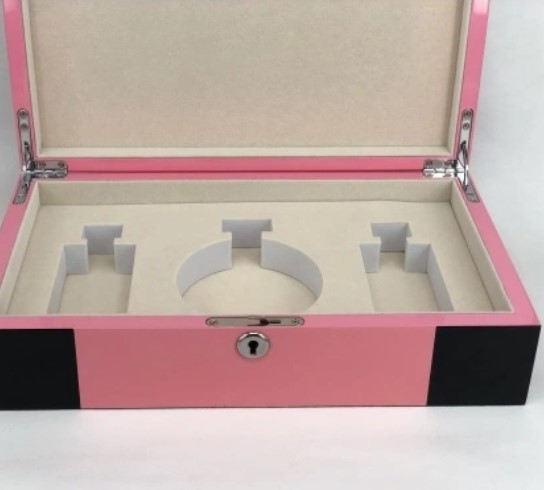 Caja de perfume de madera rosa de envasado de regalos