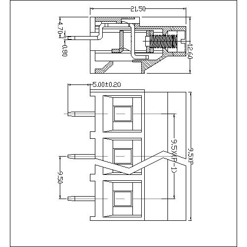 AT130-9.5XXX-A PCB Screw Terminal Block Pitch9.5