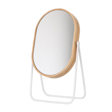 Custom Personality Oval HD Tabletop Dressing Mirror with Bamboo Frame