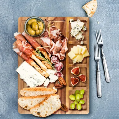 JOYWAVE Large Acacia Wood Charcuterie Board with Containers