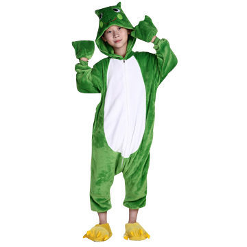 Kids' animal onesies costumes, made of funnel or coral fleece, unisex frog design