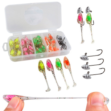 JOHNCOO 4.5cm T Tail Paddle Crappie Shad Bait Set - High Quality TPE Material Small Fishing Lure (0.9g)