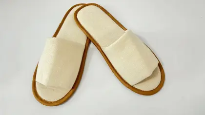 Buy Hotel Slippers with Cork Wood Sole and Canvas Disposable Slip-ons