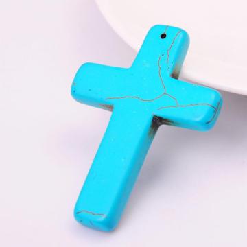 Cross Turquoise Stone Jewelry Pendant 55X40MM