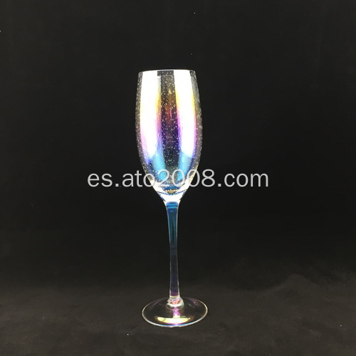 Chapado en copa de flauta de champán de burbujas de colores