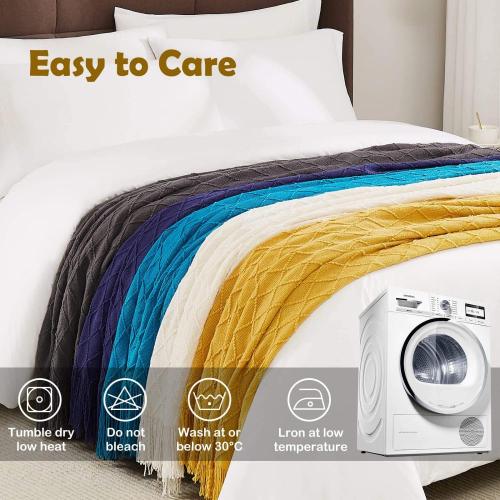 China Cozy Luxury Microfiber Knitted Throw Blanket with Tassel Manufactory