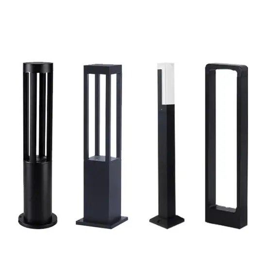 Black Aluminum LED Bollard Light for Landscape Yard and Garden