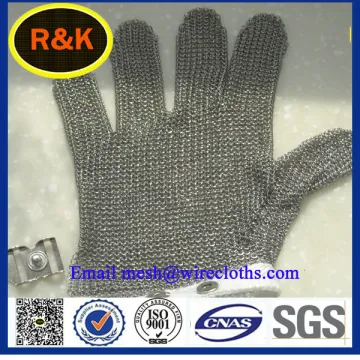 Stainless steel hand woven ring gloves