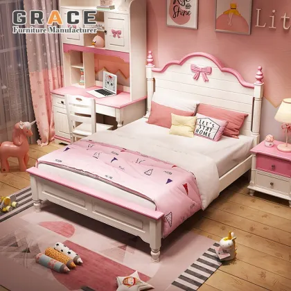 Princess Bed for Girls - Pink Kids Standard Children Bed